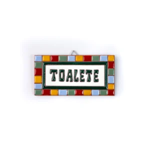 PLACA PEQUENA - TOALETE - QUADRADINHO COLORIDO