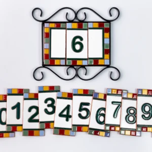 NÚMERO - QUADRADINHO COLORIDO COM BORDA E MOLDURA DE FERRO 1 DÍGITO