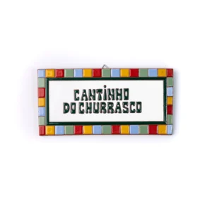 PLACA GRANDE - CANTINHO DO CHURRASCO - QUADRADINHO COLORIDO