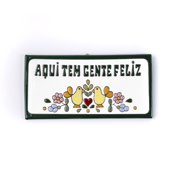 PLACA GRANDE - AQUI TEM GENTE FELIZ - CASAL DE PÁSSAROS