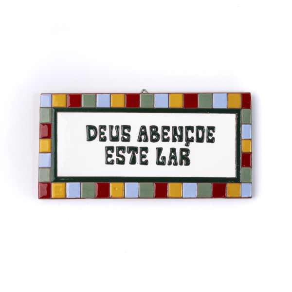 PLACA GRANDE - DEUS ABENÇOE ESTE LAR - QUADRADINHO COLORIDO