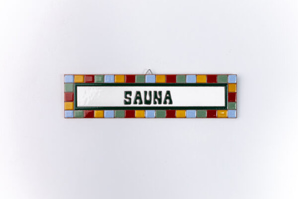 PLACA MÉDIA - SAUNA - QUADRADINHO COLORIDO