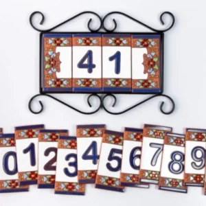 NÚMERO - QUADRADINHO COLORIDO COM BORDA E MOLDURA DE FERRO 2 DÍGITOS